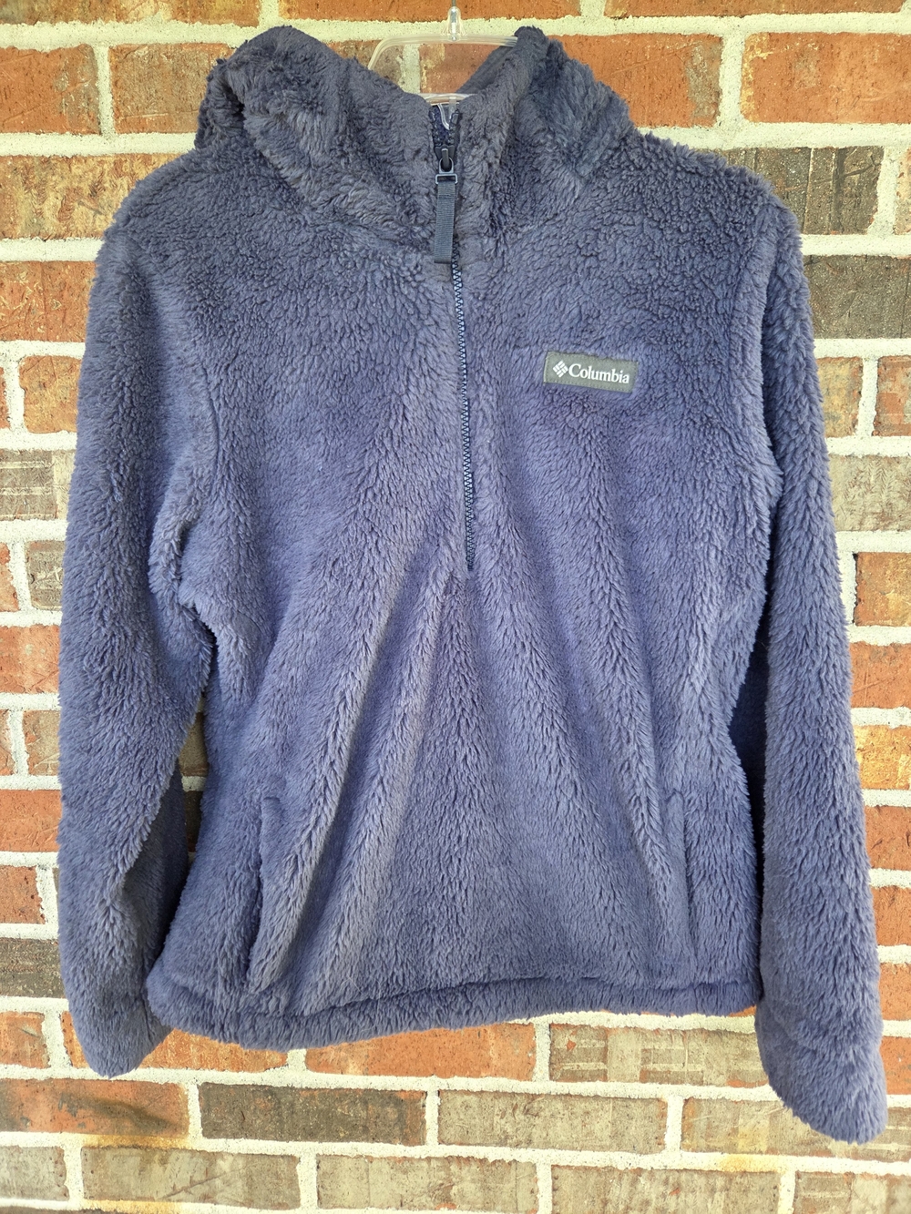Columbia Navy Plush Half-Zip Fleece Hoodie Size Medium